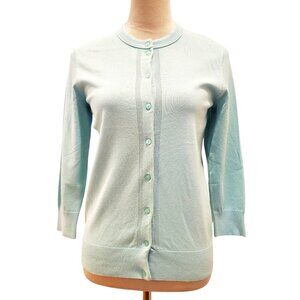ELLEN TRACY SZ S Light Mint Green Button Front Soft Classic Cardigan Sweater